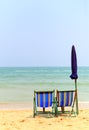Two chair on the beach with Umbrella Royalty Free Stock Photo