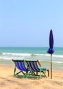 Two chair on the beach with Umbrella Royalty Free Stock Photo