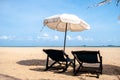 Two chair and umbrella on the beach Royalty Free Stock Photo