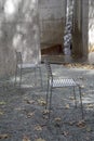 Two chairs arranged in the park background Royalty Free Stock Photo