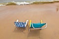 two chairs at the beach for relaxing Royalty Free Stock Photo