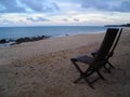 Two chairs facing beach in Desaru, Malaysia Royalty Free Stock Photo