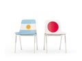 Two chairs with flags of Argentina and japan