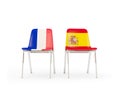 Two chairs with flags of France and spain