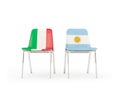 Two chairs with flags of Italy and argentina
