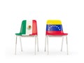 Two chairs with flags of Mexico and venezuela isolated on white