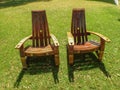 Two chairs made from old wine barrel staves