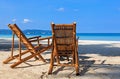 Two chairs on sand beach in Boracay, Philippines Royalty Free Stock Photo