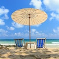 Two chairs umbrella beach Royalty Free Stock Photo