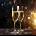 Two champagne flutes clink glasses Royalty Free Stock Photo