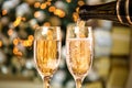 Two Champagne Glass On Defocused Background Royalty Free Stock Photo