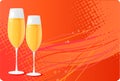 Two champagne glass on halftone background Royalty Free Stock Photo