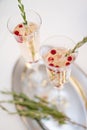 Two champaign glasses and strawberries isolated on white