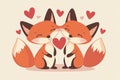 Two charming foxes in love, image for a Valentine's theme. Royalty Free Stock Photo