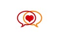 Two Chat Bubble Heart Lovers Logo