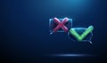 Two chat bubbles with red cross, green check mark Decision making, approval, rejection, feedback evaluation, user Royalty Free Stock Photo