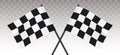 Two checkered flags crossed on a transparent background, vector illustration Royalty Free Stock Photo