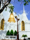 Two chedis with European style of royal cemetry at Wat Ratchabopit Royalty Free Stock Photo