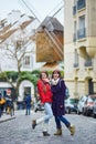 Two cheerful beautiful girls in Paris Royalty Free Stock Photo