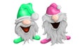 Two cheerful vector and bearded gnomes