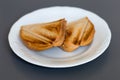 Two cheese sandwish on white plate. Royalty Free Stock Photo
