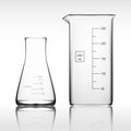 Two Chemical Laboratory Glassware Or Beaker. Glass Equipment Empty Clear Test Tube Royalty Free Stock Photo
