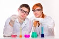 Two chemists at labolatory