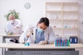 Two male chemists working at the lab during pandemic Royalty Free Stock Photo