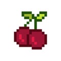 Two cherries pixelated fruit graphic Royalty Free Stock Photo