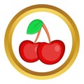Two cherries vector icon