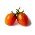 Two cherry tomatoes on a white  background Royalty Free Stock Photo