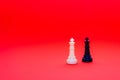 Two chess kings on a vibrant red background highlighting strategy and rivalry Royalty Free Stock Photo