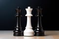 two chess pieces one black, one white standing side by side Royalty Free Stock Photo