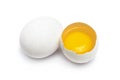 Two chicken eggs one whole, another broken Royalty Free Stock Photo