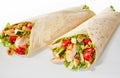 Two chicken and salad wraps