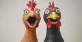 Two chickens are standing closely together, directly facing the camera Royalty Free Stock Photo