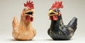 Two chickens are standing closely together, directly facing the camera Royalty Free Stock Photo