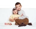 Two child brother and sister portrait Royalty Free Stock Photo