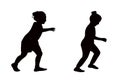Two children body running black color silhouette vector