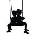 Two children body black color silhouette vector Royalty Free Stock Photo