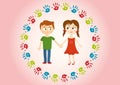 Two children holding hands amorously Royalty Free Stock Photo