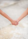 Two little children holding hands. the concept of friendship and love. helping children and others Royalty Free Stock Photo