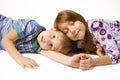 Two children isolated on white background Royalty Free Stock Photo