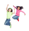 Two children jumping Royalty Free Stock Photo