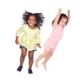 Two children jumping Royalty Free Stock Photo