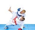 Children in karategi are training throws Royalty Free Stock Photo