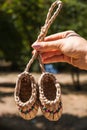 Two children`s straw hat decoration