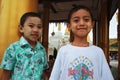 Two children at Shwedagon Paya in Yangon, Myanmar Royalty Free Stock Photo