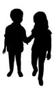 Two children silhouette vector