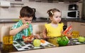 Two children who eat healthy food Royalty Free Stock Photo